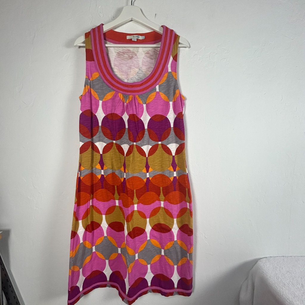 Boden Womens Sleeveless Multicolor Geometric Circle Print Shift Dress Medium